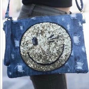 Denim distressed purse